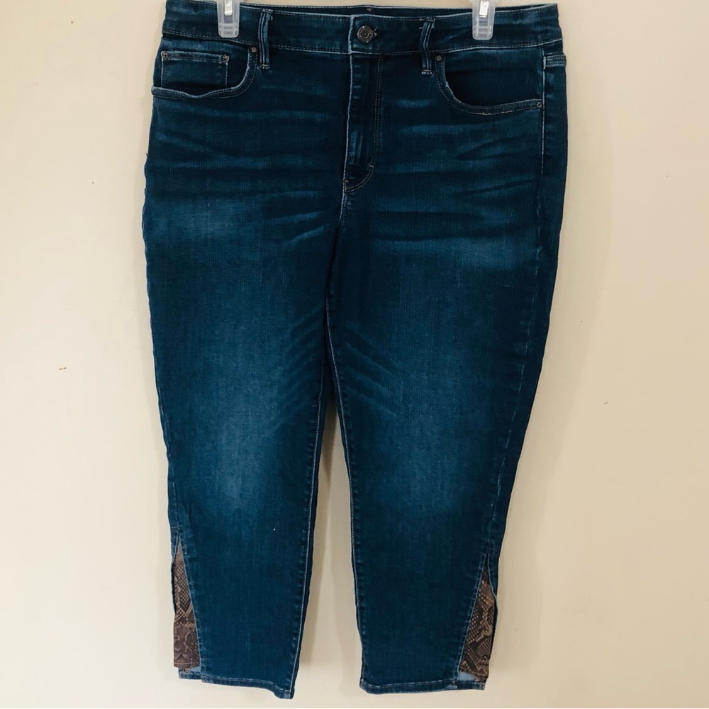WHBM Slim Crop Jeans Ankle Panel Print